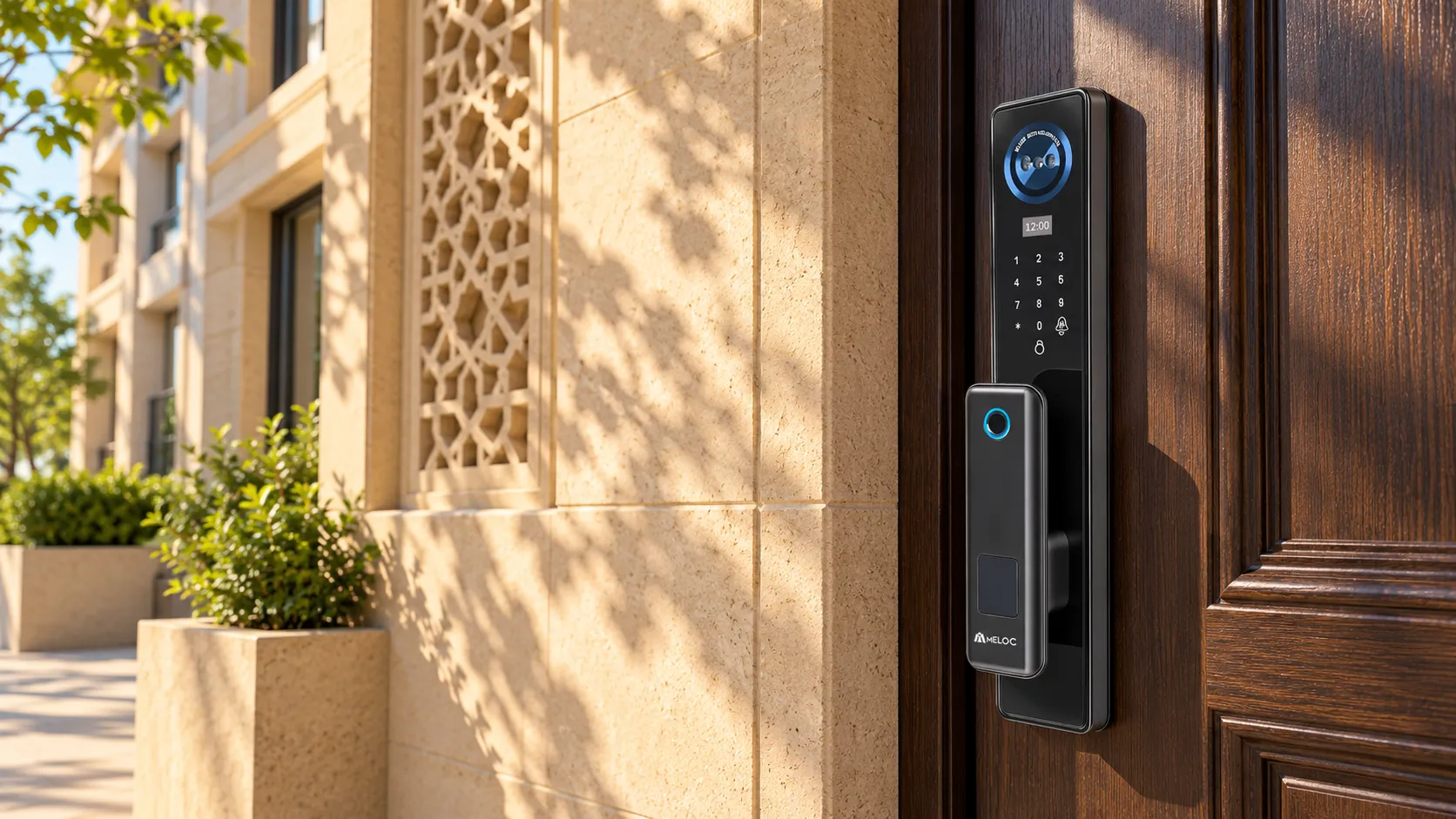 Meloc Prime C10 lock on the entrance door of a Tashkent apartment building